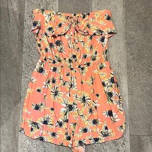 Pink floral romper with pockets